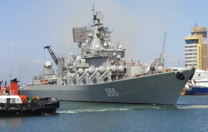 russian marshal ustinov slava class guided missile cruiser cape town south africa exercise mosi 2019