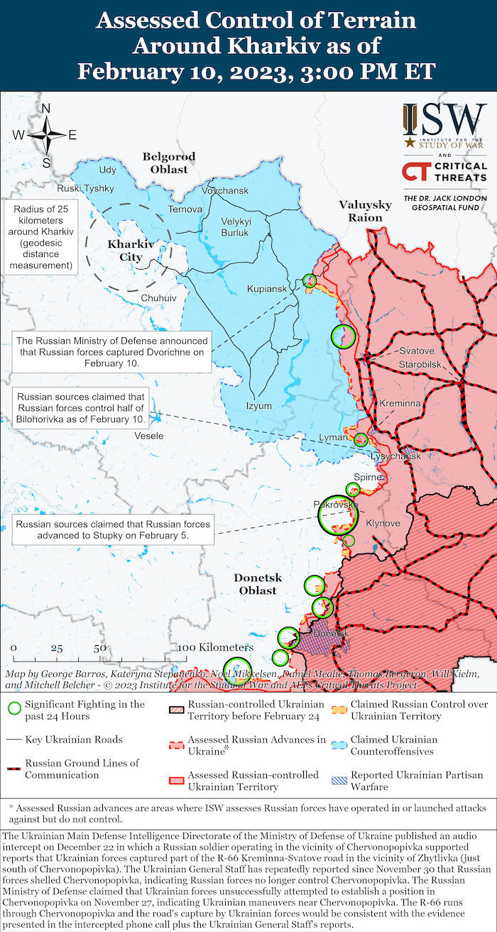 Kharkiv Battle Map. February 10, 2023. Source: ISW. ~