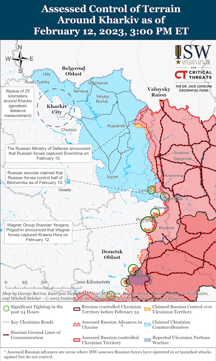 Kharkiv Battle Map. February 12, 2023. Source: ISW. ~