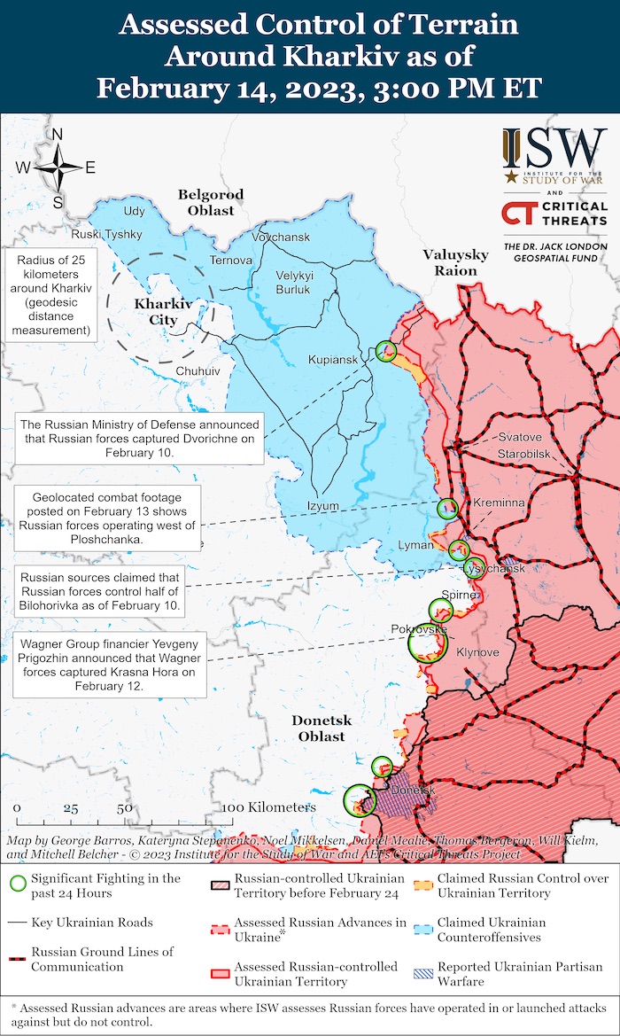 Kharkiv Battle Map. February 14, 2023. Source: ISW. ~