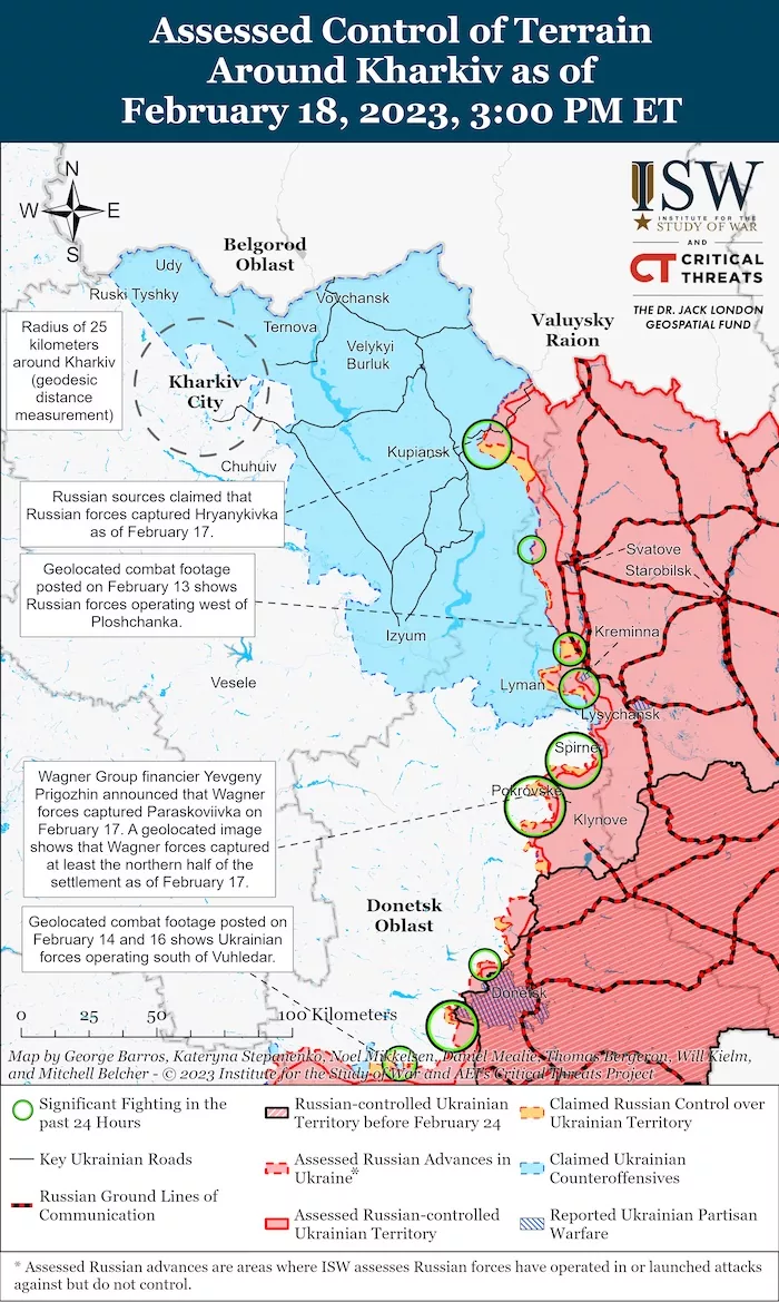 Kharkiv Battle Map. February 18, 2023. Source: ISW. ~