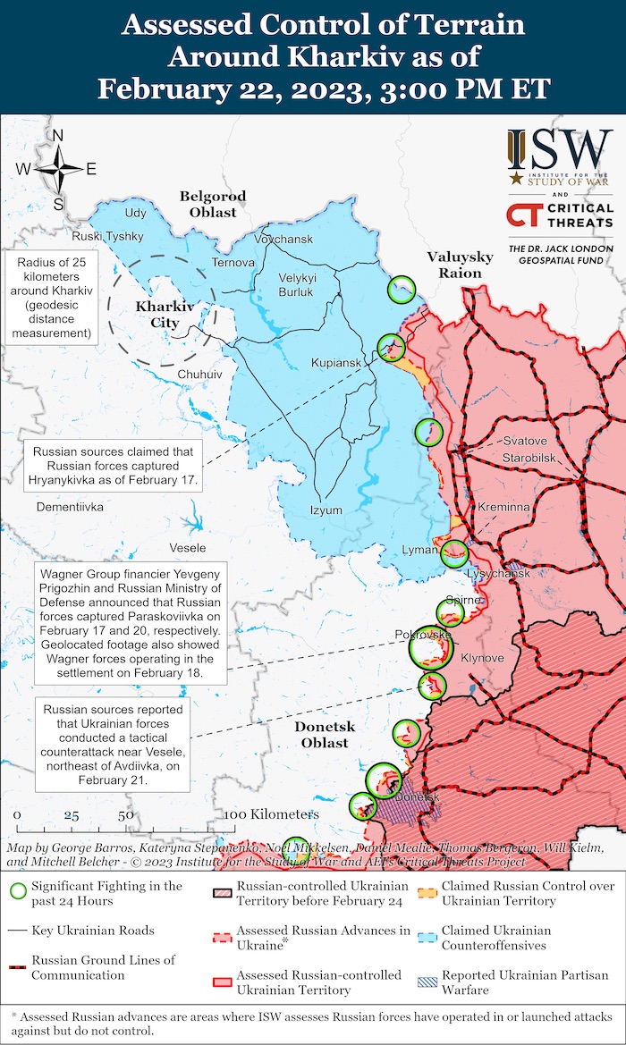 Kharkiv Battle Map. February 22, 2023. Source: ISW. ~