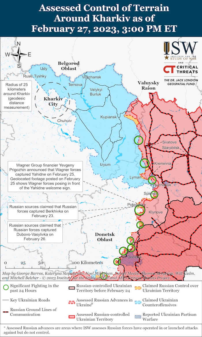 Kharkiv Battle Map. February 27, 2023.Source: ISW. ~