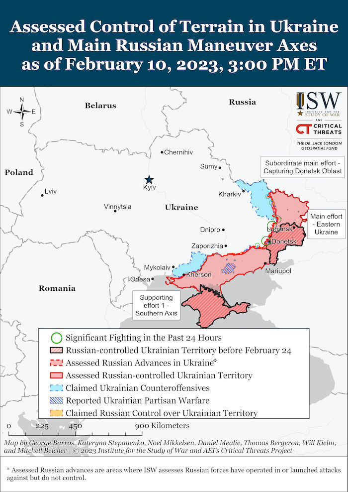 Situation in Ukraine. February 10, 2023. Source: ISW. ~