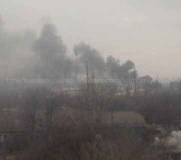 Russian ammunition warehouse destroyed in occupied Kadiivka, Luhansk Oblast