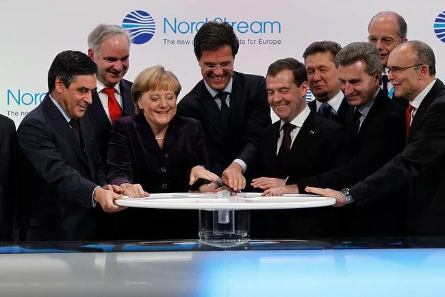 start nord stream 1 pipeline president medvedev angela merkel mark rutte