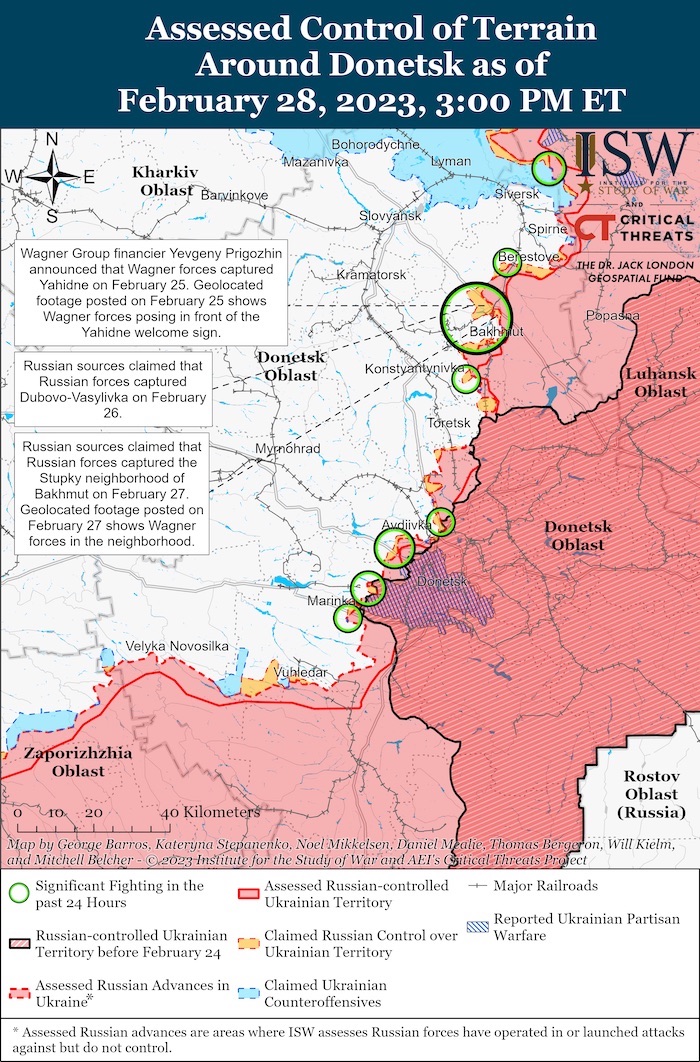 Donetsk Battle Map. February 28, 2023. Source: ISW. ~