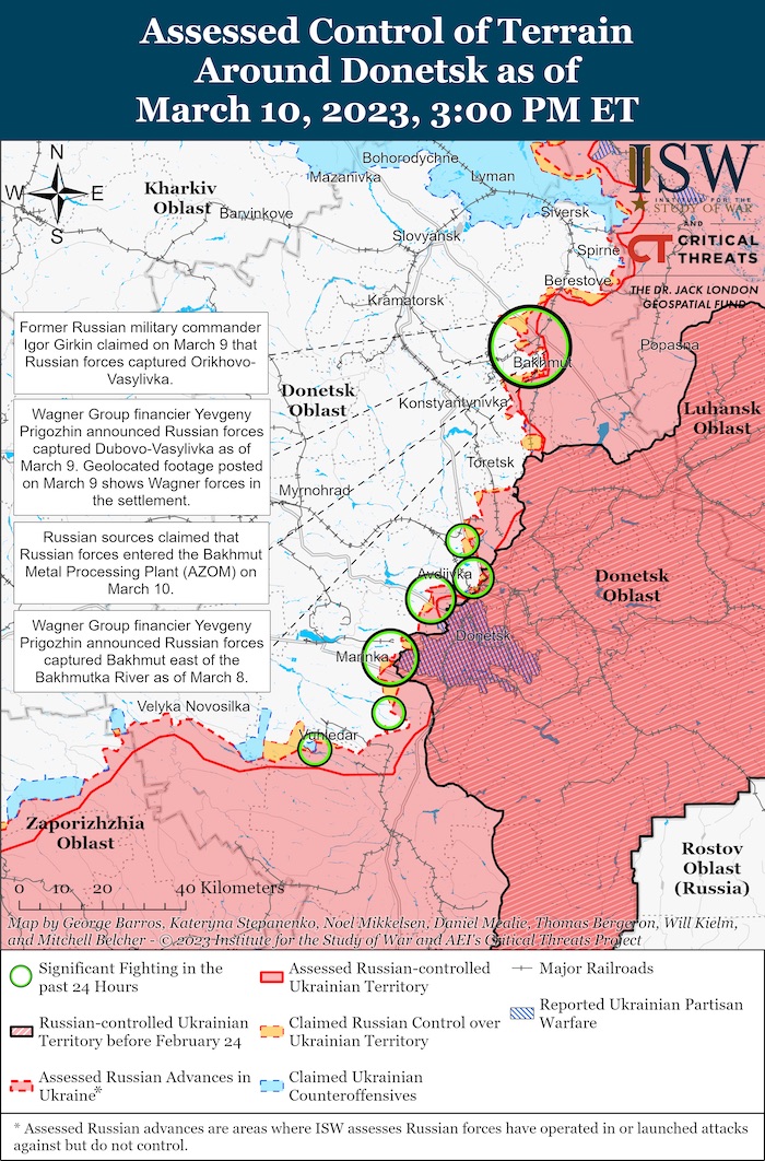 Donetsk Battle Map. March 10, 2023. Source: ISW. ~