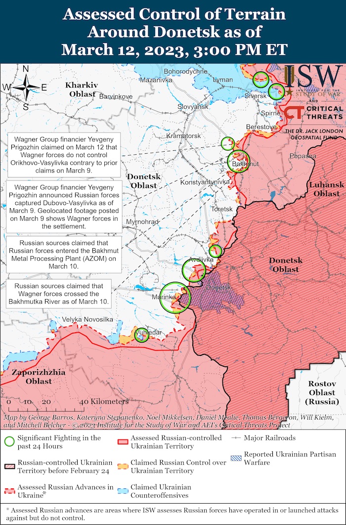 Donetsk Battle Map. March 12, 2023. Source: ISW. ~