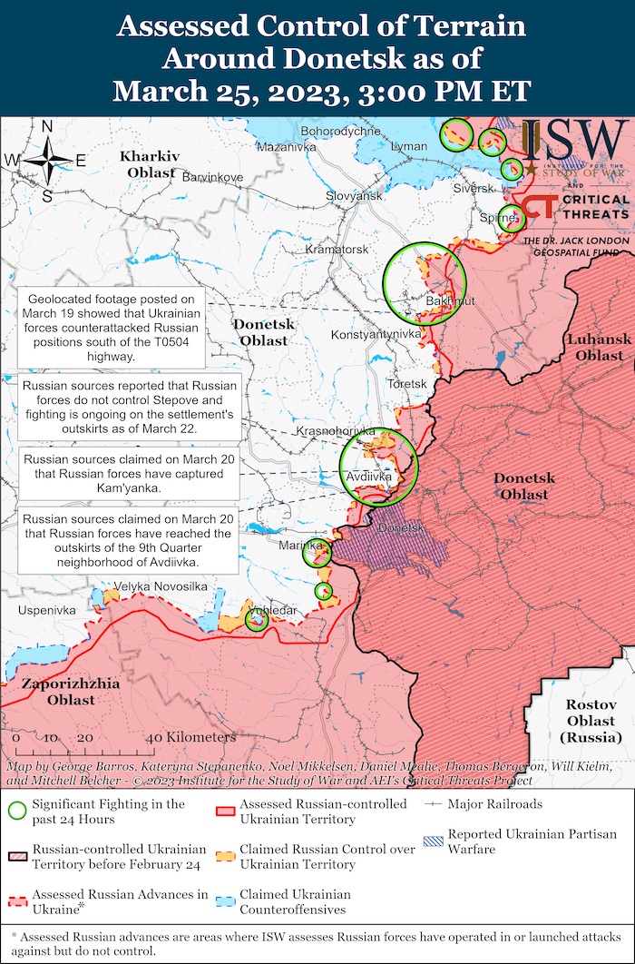 Donetsk Battle Map. March 25, 2023. Source: ISW. ~