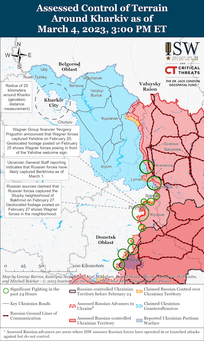 Kharkiv Battle Map. March 04, 2023. Source: ISW. ~