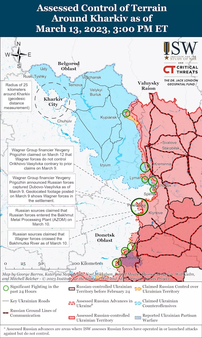Kharkiv Battle Map. March 13, 2023. Source: ISW. ~