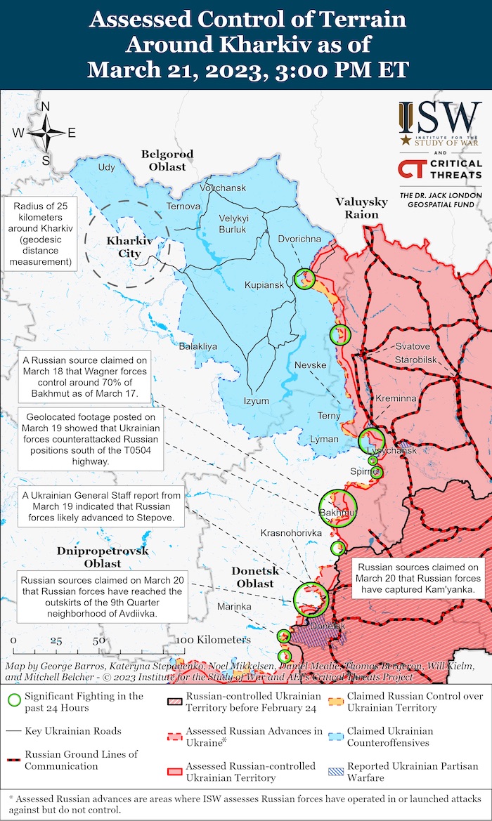 Kharkiv Battle Map. March 21, 2023. Source: ISW. ~