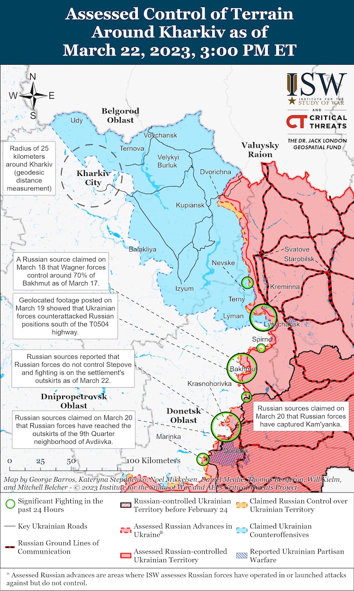 Kharkiv Battle Map. March 22, 2023. Source: ISW. ~