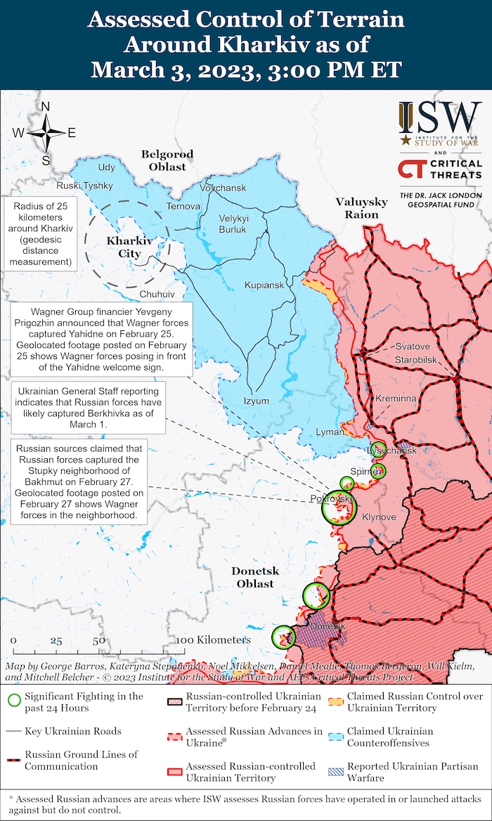 Kharkiv Battle Map. March 3, 2023. Source ISW. ~