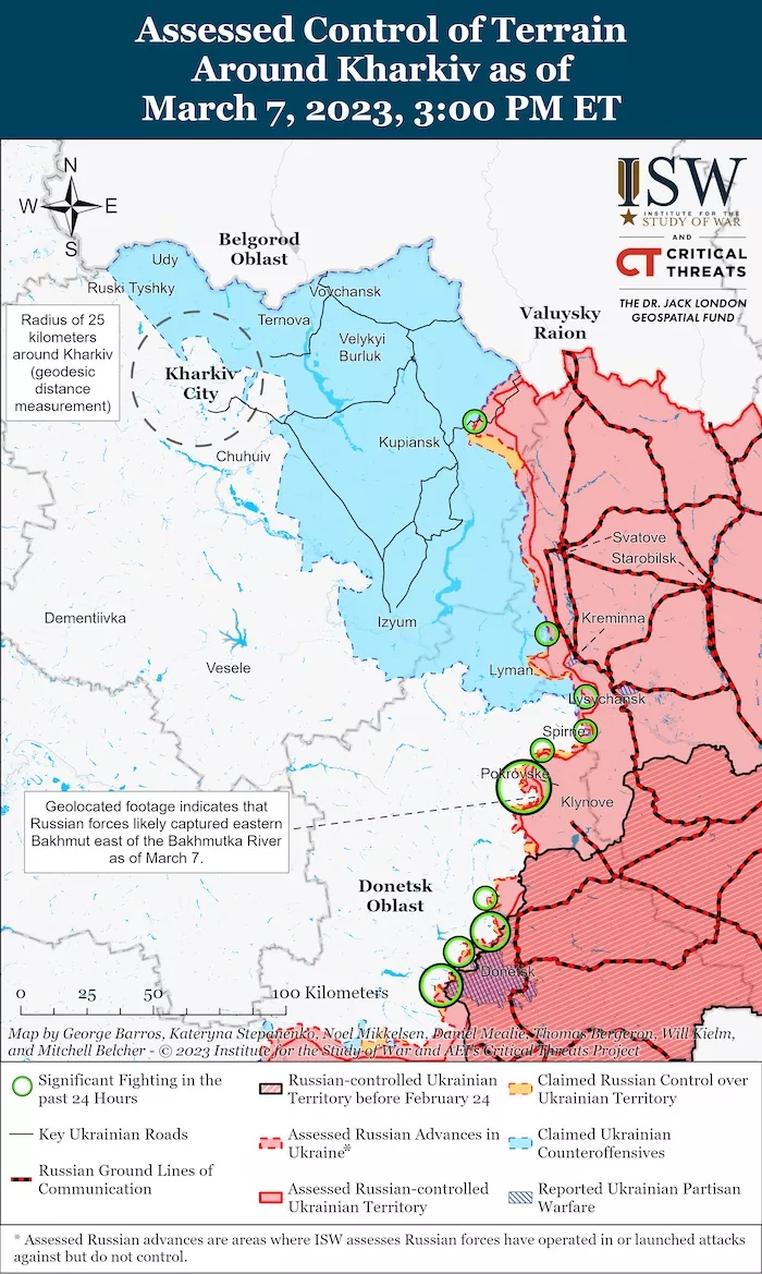 Kharkiv Battle Map. March 7, 2023. Source: ISW. ~