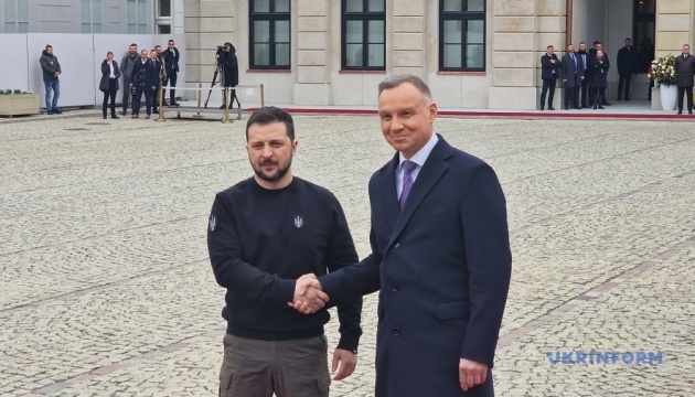 Ukrainian President Volodymyr Zelenskyy and Polish President Andrzej Duda in Warsaw, on 5 April 2023. Yury Banakhevich/ UkrInform ~