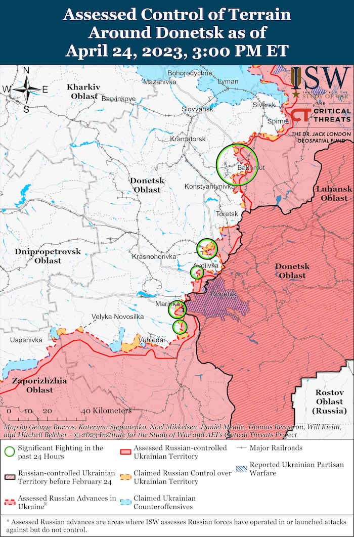Donetsk Battle Map. April 24, 2023. Source: ISW. ~