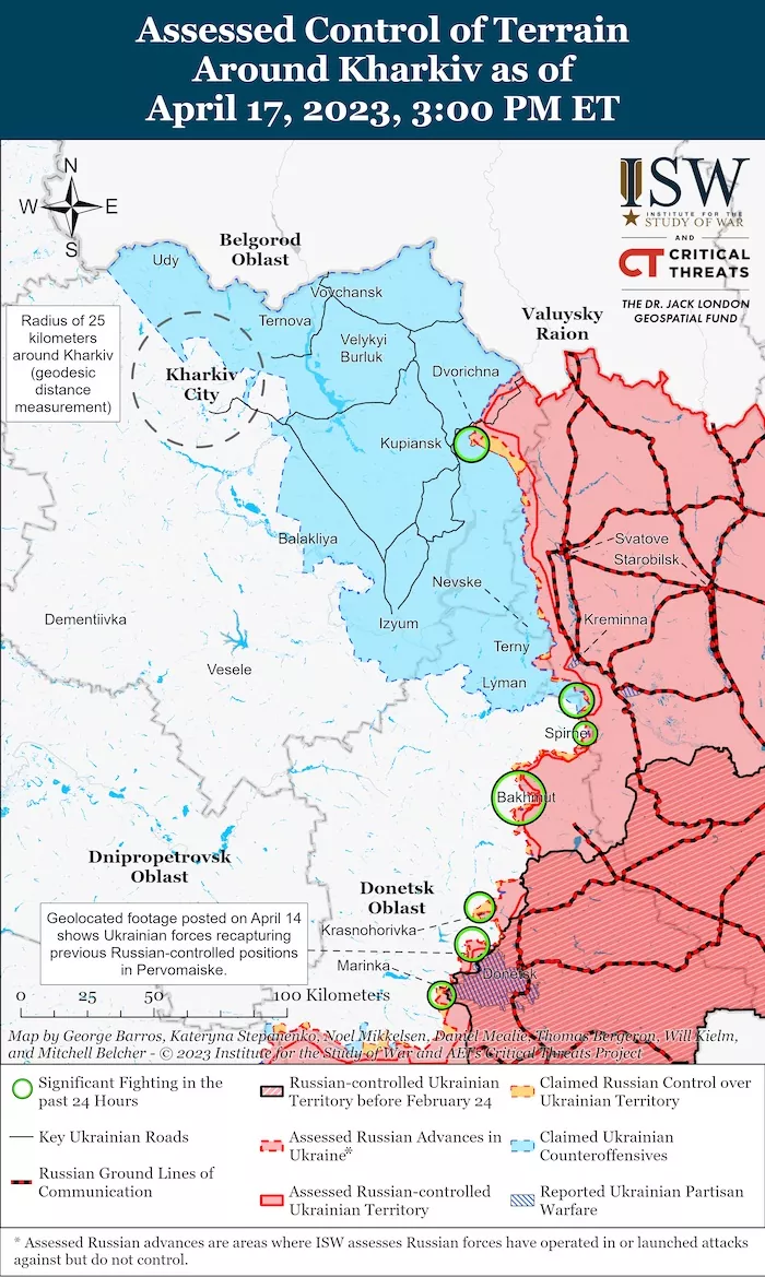 Kharkiv Battle Map. April 17, 2023. Source: ISW. ~