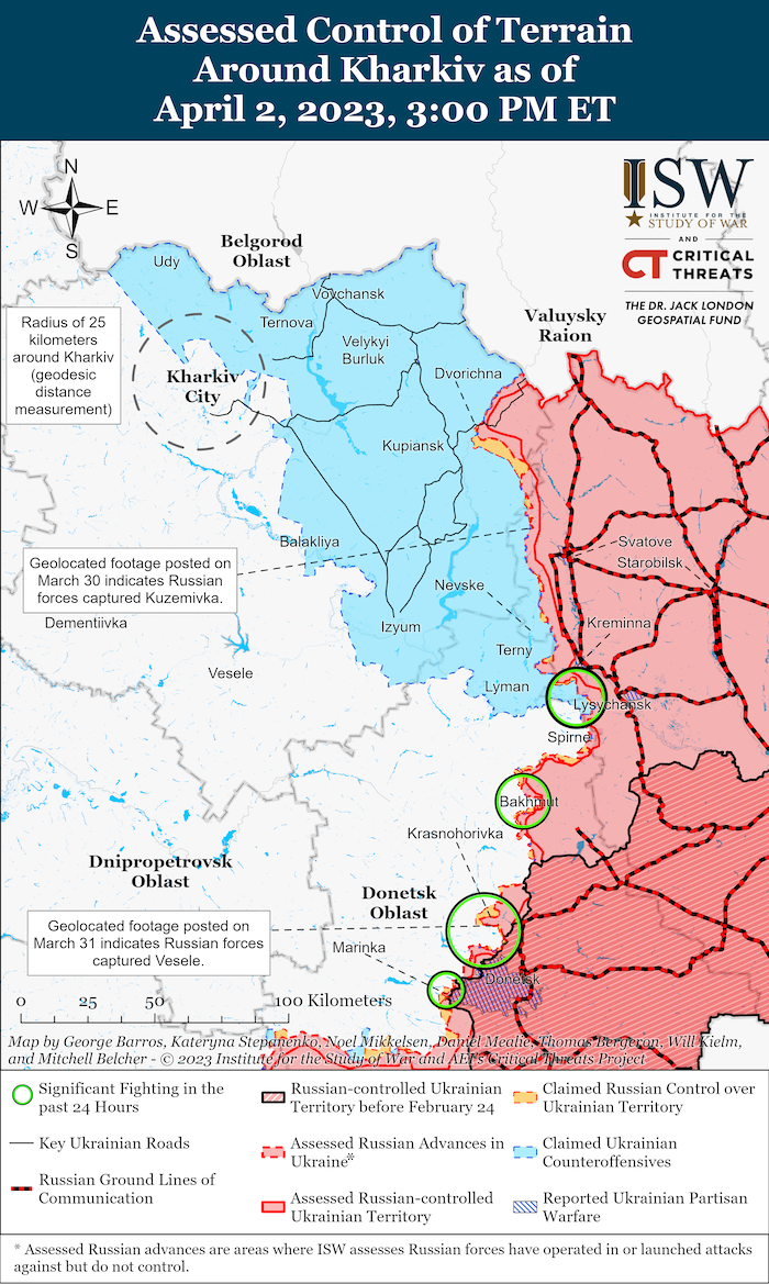 Kharkiv Battle Map. April 2, 2023. Source: ISW. ~