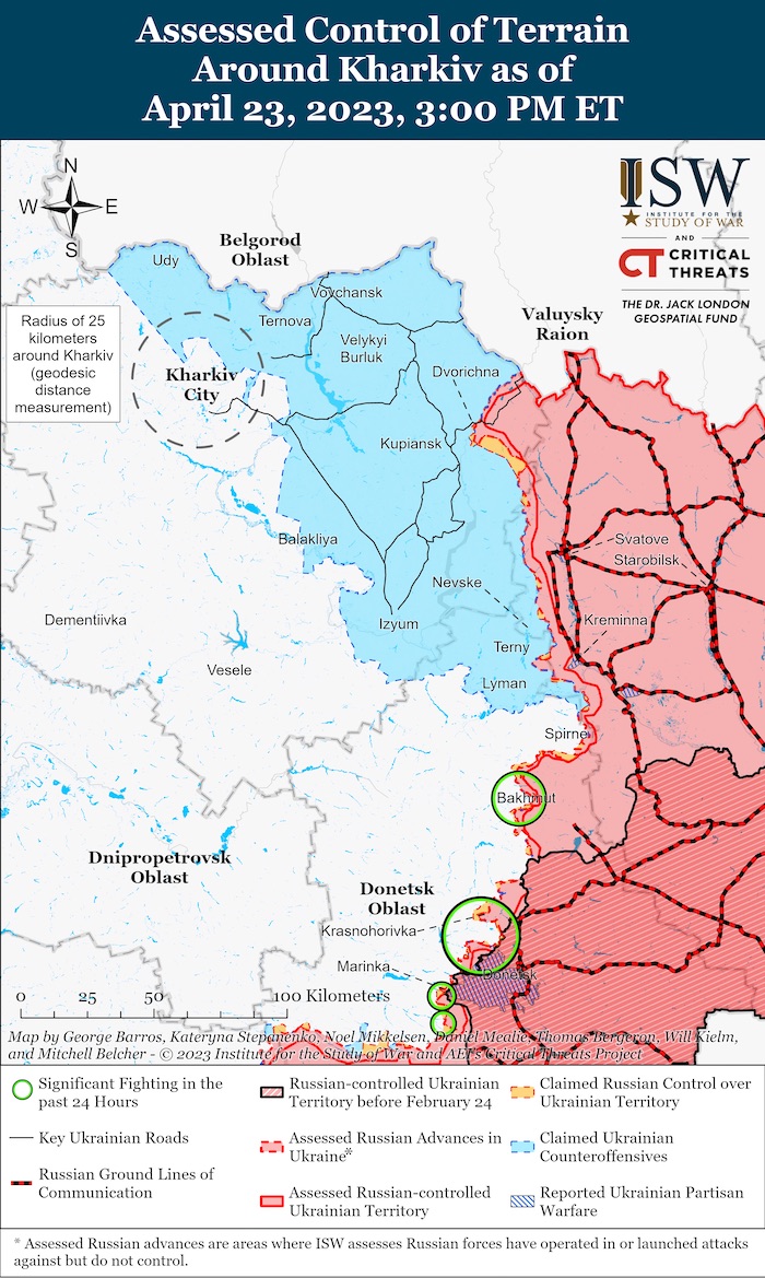 Kharkiv Battle Map. April 23, 2023. Source: ISW. ~
