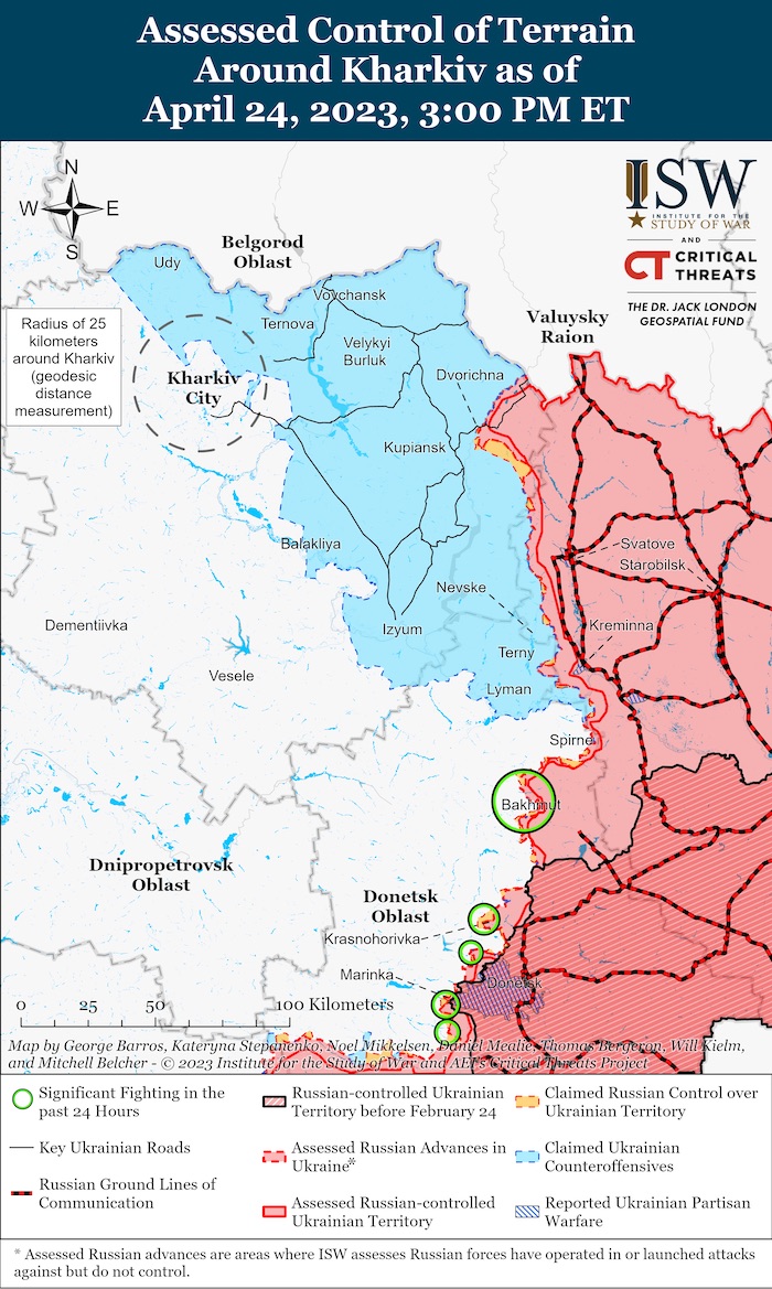 Kharkiv Battle Map. April 24, 2023. Source: ISW. ~