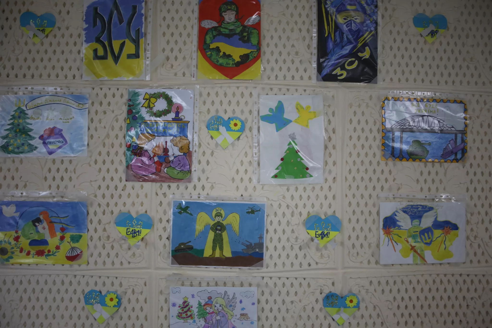 Children’s drawings in the Dnipro hospital. Photo by Euromaidan Press ~