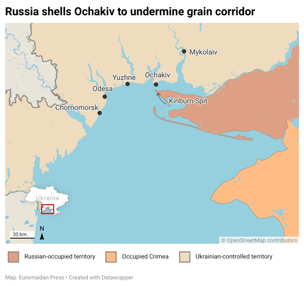 Russia targets Black Sea town, tries to destroy proposed new grain corridor ~~