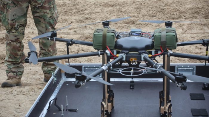 Ukrainian drones dropping grenades