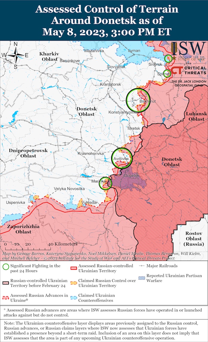Donetsk Battle Map. May 8, 2023. Source: ISW. ~