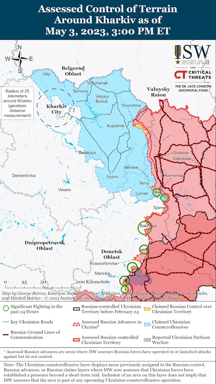Kharkiv Battle Map. May 3, 2023. Source: ISW. ~