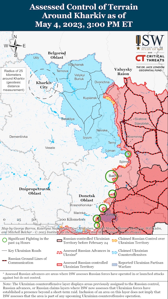 Kharkiv Battle Map. May 4, 2023. Source: ISW. ~