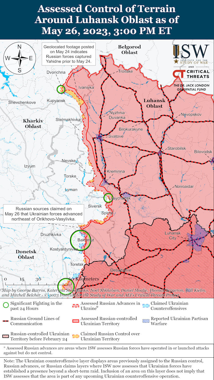 Luhansk Battle Map. May 26, 2023. Source: ISW. ~