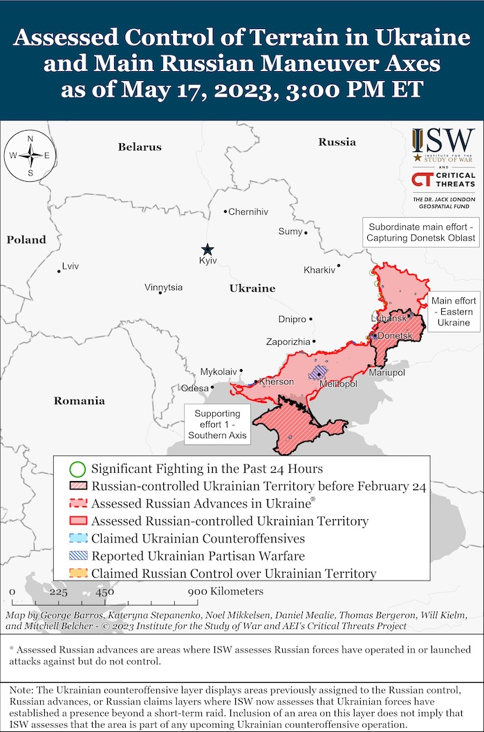 Situation in Ukraine. May 17, 2023. Source: ISW. ~