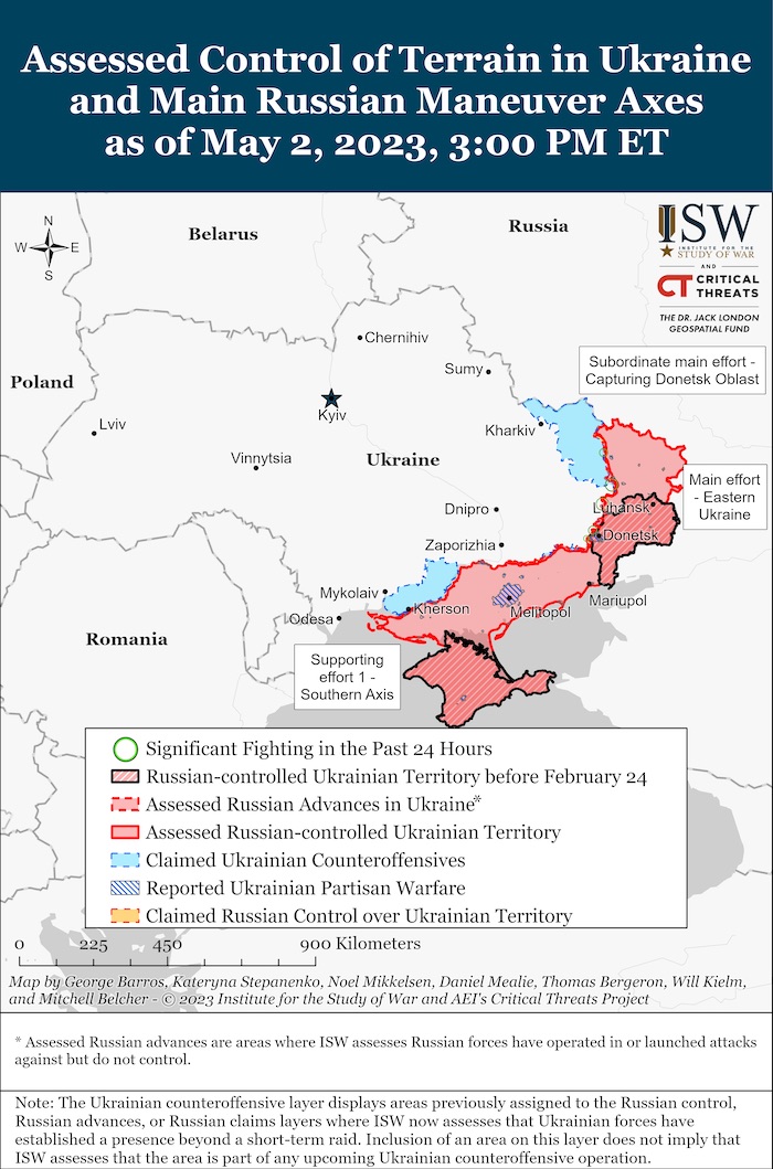 Situation in Ukraine. May 2, 2023. Source: ISW. ~