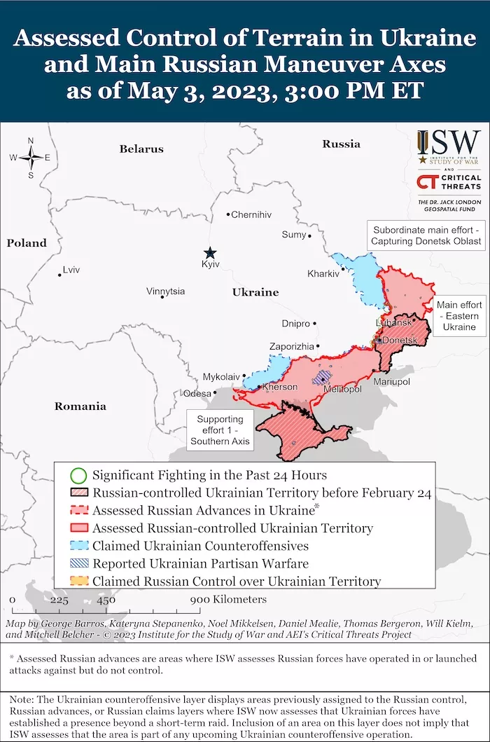 Situation in Ukraine. May 3, 2023. Source: ISW. ~
