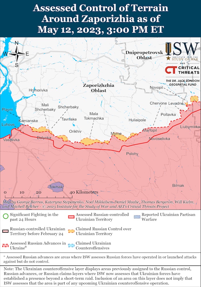 Zaporizhzhia Battle Map. May 12, 2023. Source: ISW. ~