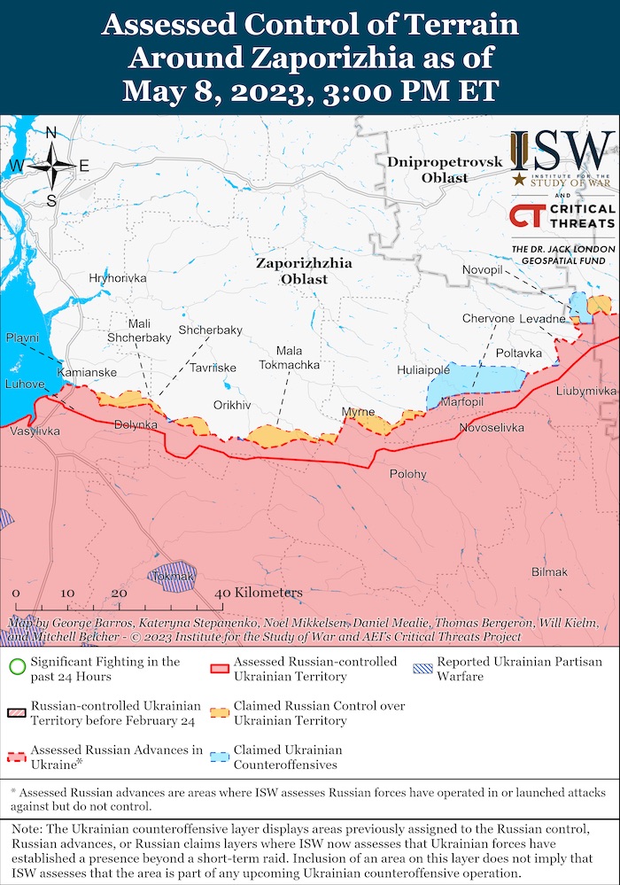 Zaporizhzhia Battle Map. May 8, 2023. Source: ISW. ~