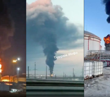 Oil depot on fire in Russia’s Krasnodar Krai near occupied Crimea