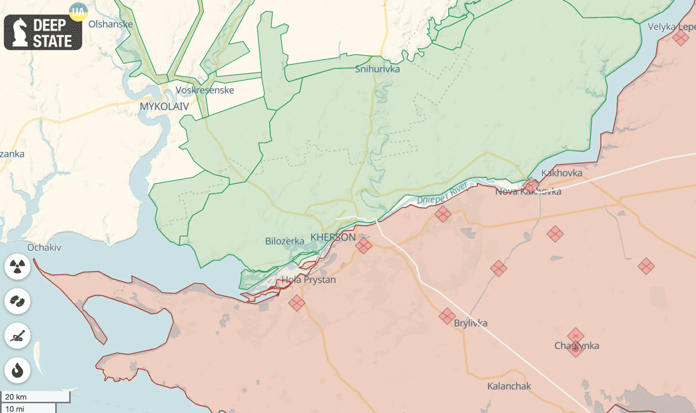 Map of the situation in the area of Kherson as of 9 May 2023. Map: DeepStateMap ~