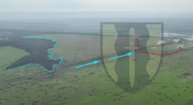 Screenshot from video: Ukrainian and Russian forces’ position ~