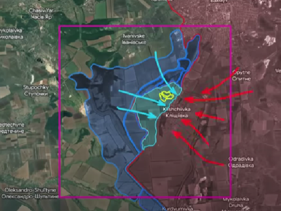 Screenshot from a video: Ukrainian-Russian fight near Klishchiyivka, Donetsk Oblast ~